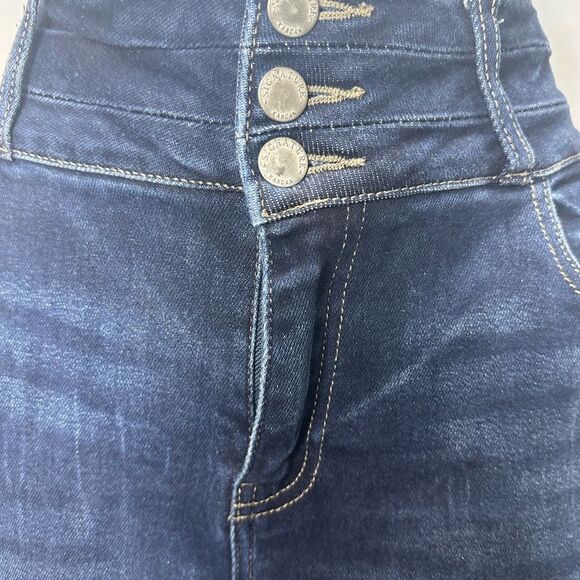 KanCan Signature High Rise Curvy Blue Raw Hem Flare Wide Leg Jeans Size 30 - Picture 3 of 8